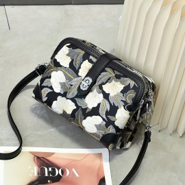 Women's Crossbody Bag with Floral-like Pattern - Pastel Pink, Turn-Lock Closure, Adjustable Strap - Lightweight PU Purse for Everyday, Valentine's Gift, Parties - Elegant Ladies Handbag with Secure Closure