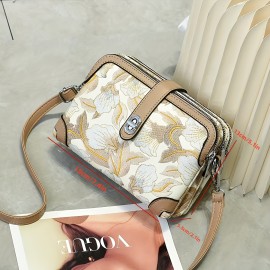 Women's Crossbody Bag with Floral-like Pattern - Pastel Pink, Turn-Lock Closure, Adjustable Strap - Lightweight PU Purse for Everyday, Valentine's Gift, Parties - Elegant Ladies Handbag with Secure Closure