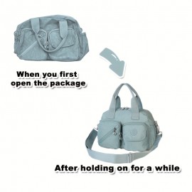 BO Women'S Multi-Pocket Nylon Crossbody Bag - Large Capacity Detachable Shoulder Strap, Multiple Zipper Pockets, Casual Style for Travel & Commuting, Available in Khaki, Light Purple, Dark Green, Watermelon Red, Black, Travel Bag, Commuter Handbag, Stylish Accessory, Durable Zipper Closure