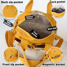 BO Women'S Multi-Pocket Nylon Crossbody Bag - Large Capacity Detachable Shoulder Strap, Multiple Zipper Pockets, Casual Style for Travel & Commuting, Available in Khaki, Light Purple, Dark Green, Watermelon Red, Black, Travel Bag, Commuter Handbag, Stylish Accessory, Durable Zipper Closure