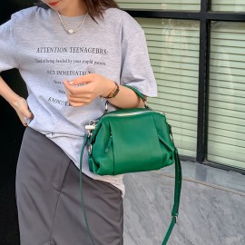 [Leather Handbag] Genuine Leather Women's Handbag | Detachable Shoulder Strap, Spacious Boston Bag for Work & Casual, Zipper Closure, Fade-Resistant, Multi-Color Options - Versatile Travel Purse, Oiledged Finish