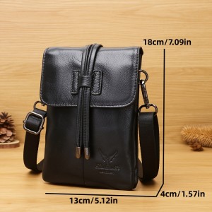 [Leather Crossbody Bag] Genuine Leather Women's Crossbody Bag | Multiple Compartments, Detachable Adjustable Strap, Magnetic Closure, Coffee Brown Tassel Detailing, Polyester Lining - Casual Everyday Shoulder Bag