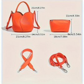 3-Color Tote Bags - Stylish Black, Orange & Beige Handbags with Golden-Tone Hardware, Perfect for Business, Commuting & Casual Outings, Versatile Carryall | Minimalist Design | Textured Finish