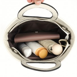 Burgundy/Black/Olive Green/Coffee Brown/Light Brown/Ivory Vintage Women's Shoulder Bag - Stylish Casual Shopping Handbag with Detachable Strap, Zip Closure, and Nylon Lining, Travel Shoulder Purse | Minimalistic Branding | Oiled Edge Construction, Novelty Purse