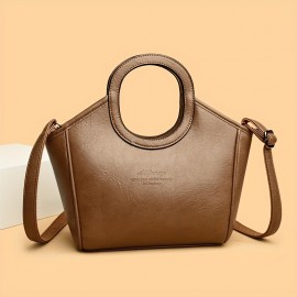 Burgundy/Black/Olive Green/Coffee Brown/Light Brown/Ivory Vintage Women's Shoulder Bag - Stylish Casual Shopping Handbag with Detachable Strap, Zip Closure, and Nylon Lining, Travel Shoulder Purse | Minimalistic Branding | Oiled Edge Construction, Novelty Purse