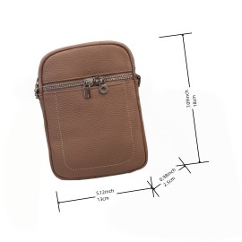 Women'S Mini Crossbody Bag | Genuine Leather | Beige | Zipper Closure | Adjustable Strap | Multi-Color Options | Durable & Stylish for Everyday Use, Small Crossbody Bag