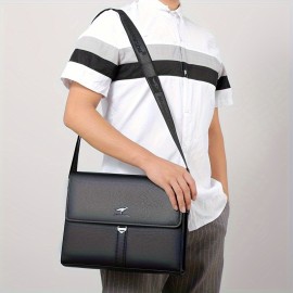 [Men's Crossbody Bag] New Men's Crossbody Bag Made of Genuine, Stylish Horizontal Business Briefcase for Travel