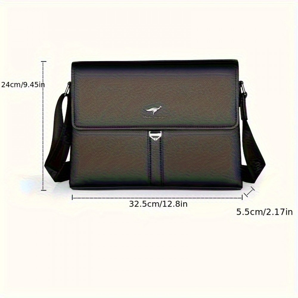 [Men's Crossbody Bag] New Men's Crossbody Bag Made of Genuine, Stylish Horizontal Business Briefcase for Travel