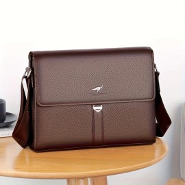 [Men's Crossbody Bag] New Men's Crossbody Bag Made of Genuine, Stylish Horizontal Business Briefcase for Travel