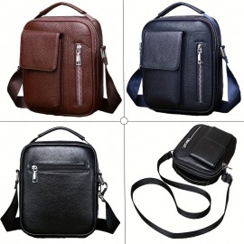 Genuine Leather Men'S Crossbody Bag with Adjustable Strap - Sleek Black Shoulder Bag for Travel, Commuting & Daily Use, Secure Buckle Closure, Perfect Christmas Gift, Travel Bag, Minimalist Design, Durable Construction