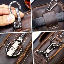 Men's Genuine Leather Crossbody Bag with Adjustable Strap - Brown One Shoulder Backpack, Front Flap Closure & Metal Eyelets - Compact Everyday, Motorcycle, Formal Bag - Sturdy First-Layer Cowhide Construction for Men, Secure Travel Pouch, Vintage Aesthetic