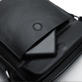 Men's Black Synthetic Leather Business Shoulder Bag with Adjustable Strap, iPad & A4 File Compartment, Multiple Zippered Pockets, Golden-Tone Hardware, Ideal for Office Use, Professional Gear Bag | Stylish Men's Bag | Textured Finish