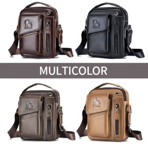 1pc Fashion Genuine Leather Men'S Crossbody Bag, Adjustable Shoulder Strap, Multi-Compartment Satchel with Top Handle, Zipper Closure, Non-Washable, for Outings - Dark Brown