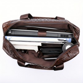 [Cowhide Leather | Briefcase] 14inch Cowhide Leather Men's Briefcase | Business HandBag Laptop Computer Bag Crossbody Bag | Men's Shoulder Bag Husband Gift