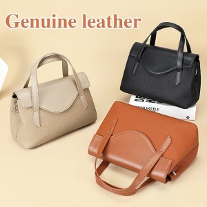 Genuine Leather Handbag, Top-Grain Cowhide Genuine Leather Crossbody Bag with Adjustable Strap, Solid Color Genuine Leather Shoulder Bag for Business, Commute, and Gatherings - A Gift for Loved Ones