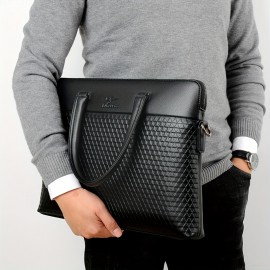 1pc Men'S Plaid Print Business Tote Bag, Crossbody Bag, Horizontal Casual Laptop Bag, Document Pouch, Shoulder Bag