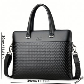 1pc Men'S Plaid Print Business Tote Bag, Crossbody Bag, Horizontal Casual Laptop Bag, Document Pouch, Shoulder Bag