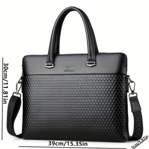 1pc Men'S Plaid Print Business Tote Bag, Crossbody Bag, Horizontal Casual Laptop Bag, Document Pouch, Shoulder Bag