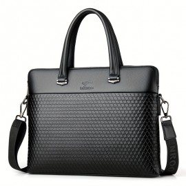 1pc Men'S Plaid Print Business Tote Bag, Crossbody Bag, Horizontal Casual Laptop Bag, Document Pouch, Shoulder Bag