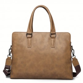 Men's handbag briefcase Men's bag tote bag file folder detachable shoulder strap daily commuting hand-held bag without print adjustable belt simple and stylish three colors available