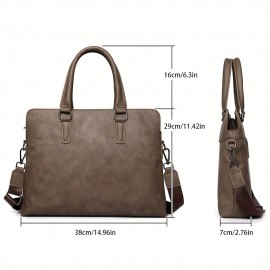Men's handbag briefcase Men's bag tote bag file folder detachable shoulder strap daily commuting hand-held bag without print adjustable belt simple and stylish three colors available