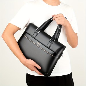[Stylish Business Briefcase] Stylish Men's Sleek Minimalist Briefcase | Adjustable Strap & Ergonomic Handle, Black Business Laptop Bag for Daily Commute, Office & Professional Use - Professional Laptop Bag, Computer Bag