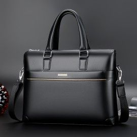 [Stylish Business Briefcase] Stylish Men's Sleek Minimalist Briefcase | Adjustable Strap & Ergonomic Handle, Black Business Laptop Bag for Daily Commute, Office & Professional Use - Professional Laptop Bag, Computer Bag