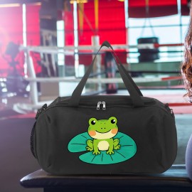 1pc Frog Design Large Capacity Travel Duffel Bag - Durable Polyester Sports & Yoga Tote with Shoulder Strap, Playful Green Frog Illustration, Perfect for Gym, Outdoor Adventures, and Daily Use