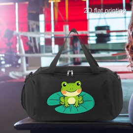 1pc Frog Design Large Capacity Travel Duffel Bag - Durable Polyester Sports & Yoga Tote with Shoulder Strap, Playful Green Frog Illustration, Perfect for Gym, Outdoor Adventures, and Daily Use