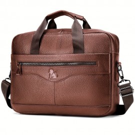 Leather Crossbody Bag, Men's Briefcase, Portable Shoulder Bag, Top Layer Leather File Bag, Large Leather Tote Bag, Leather Computer Bag, Suitable for Valentine's Day, Teacher's Day, Back to School, Graduation and Christmas Gifts