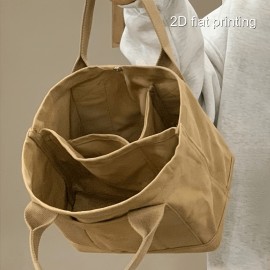 Large Capacity Tote Bag - Beige/ Tan/Black/ - Spacious Everyday Handbag with Sturdy Handles for Work, Travel, School, Shopping - Minimalist Professional & Casual Purse - Easy-Clean Design, Versatile Carryall, Simple Aesthetic, Durable Construction, Spacious Carryall, Office Workers, Women'S Bag, Tote Bag For Women, Travel Bag, Gym Bag, Travel Luggage Bag, Shopping Bag