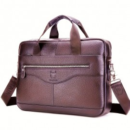 Men's Genuine Leather Tote Bag - Large Capacity, Multifunctional Briefcase with Adjustable Shoulder Strap, Durable First Layer Cowhide, Brown Multi-Compartment Design for Business Trips & Daily Commute, Daily Commute Bag | Multifunctional Design | Quality Leather Craftsmanship