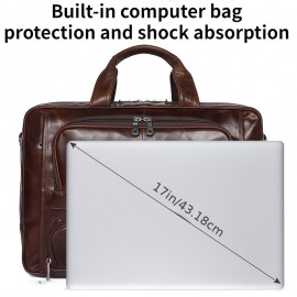 [Leather Briefcase] Genuine Leather Business Briefcase | Large Capacity Cowhide Leather Handbag for Men Commuting