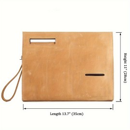 Vintage Genuine Leather Briefcase - Retro A4 Document Holder, Stylish Shoulder & Crossbody Bag for Men, Deep Brown Crazy Horse Leather with Golden Buckle, Perfect for Daily Commute & Professional Use, Leather Purse