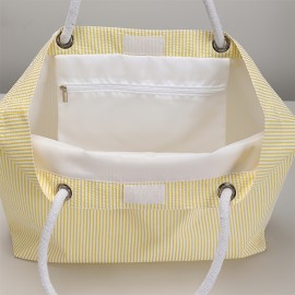 Women's Customizable Personalized Name/Text Handbag - Large Capacity Lightweight Tote Bag with Zip Closure, Pastel Pink (Custom Colors available) - for Commuting, Travel, Work, Everyday Use - Ideal Gift, Sturdy Shoulder Straps, Quality Fabric Construction, Fashion Stripes, Reinforced Stitching, Fashion Lovers