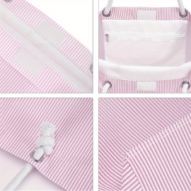 Women's Customizable Personalized Name/Text Handbag - Large Capacity Lightweight Tote Bag with Zip Closure, Pastel Pink (Custom Colors available) - for Commuting, Travel, Work, Everyday Use - Ideal Gift, Sturdy Shoulder Straps, Quality Fabric Construction, Fashion Stripes, Reinforced Stitching, Fashion Lovers