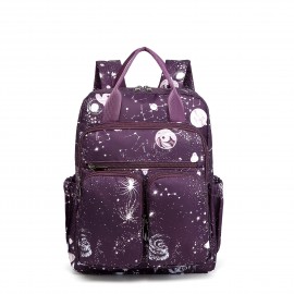 Women's Large Capacity Backpack - Stylish Purple Cosmic galaxy Backpack with Multiple Compartments, Heavy-Duty Nylon School Bag, Laptop Backpack for Women & Teens, Travel, College, Work - Space-Themed Organizer