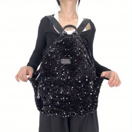 Women's Fashion Retro Sequin Cool Tote Bag, Front Pocket Y2K Hot Backpack, Shiny Street Style Spliced City Pack for Work Commute Dating Parties with Large Capacity Multi-Pockets Shoulder Crossbody, Dating Accessory, Party Backpack, Streetwear Accessory, Retro Fashion, Nylon Tote, Multipocket Bag, Crossbody Bag, Young Professionals