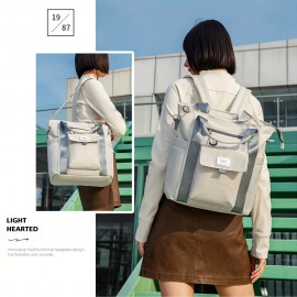 Women's Large Capacity Convertible Backpack - Stylish Multi-Compartment Travel Backpack with Detachable Crossbody/Handheld Bag, Adjustable Padded Shoulder Straps, Durable Polyester for Commuting, Work, School & Travel - White/Black (Hand Washable) - Versatile Everyday Backpack for Women