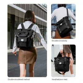 Women's Large Capacity Convertible Backpack - Stylish Multi-Compartment Travel Backpack with Detachable Crossbody/Handheld Bag, Adjustable Padded Shoulder Straps, Durable Polyester for Commuting, Work, School & Travel - White/Black (Hand Washable) - Versatile Everyday Backpack for Women