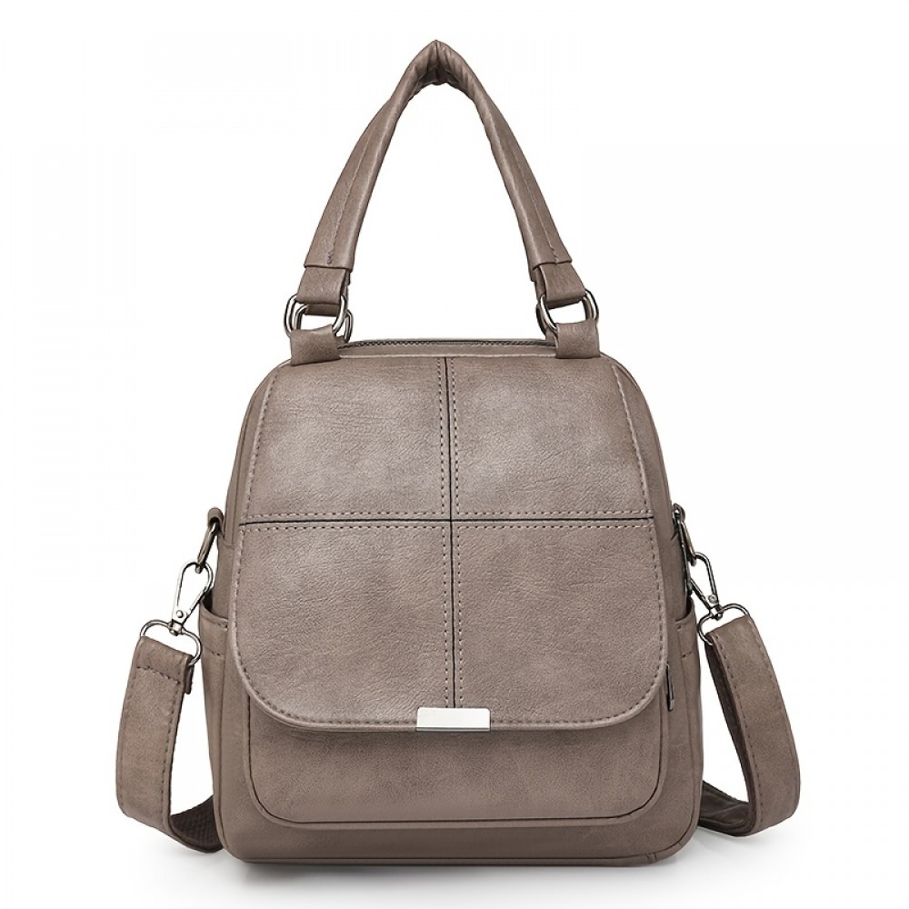 Taole Women's Vintage PU Convertible Handbag/Backpack - Adjustable & Detachable Strap, -Tone Hardware, Multi-Way Carry (Crossbody/Backpack) - Beige/White/Khaki/Red/Black, Zipper Closure for //Travel