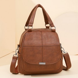 Taole Women's Vintage PU Convertible Handbag/Backpack - Adjustable & Detachable Strap, -Tone Hardware, Multi-Way Carry (Crossbody/Backpack) - Beige/White/Khaki/Red/Black, Zipper Closure for //Travel