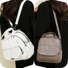 Taole Women's Vintage PU Convertible Handbag/Backpack - Adjustable & Detachable Strap, -Tone Hardware, Multi-Way Carry (Crossbody/Backpack) - Beige/White/Khaki/Red/Black, Zipper Closure for //Travel