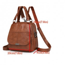 Taole Women's Vintage PU Convertible Handbag/Backpack - Adjustable & Detachable Strap, -Tone Hardware, Multi-Way Carry (Crossbody/Backpack) - Beige/White/Khaki/Red/Black, Zipper Closure for //Travel