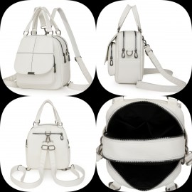 Taole Women's Vintage PU Convertible Handbag/Backpack - Adjustable & Detachable Strap, -Tone Hardware, Multi-Way Carry (Crossbody/Backpack) - Beige/White/Khaki/Red/Black, Zipper Closure for //Travel