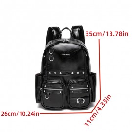 Women's Large Capacity Backpack - School, Work, Travel Backpack with Multiple Compartments, Heavy-Duty Shoulder Straps & Zipper Closure - Laptop Bag for Women, Business, College, Everyday Use - Available in Black, Brown, White - Elegant Minimalist Design, Backpack for Travel, Sleek Modern Look, Metallic Accents, Stylish Tote, Reinforced Straps, Professional Women