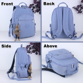 Women'S Large Capacity Laptop Backpack with Cute Rabbit Pendant - Nylon Travel Backpack, Multi-Pocket School, Work, Commute Backpack with Adjustable Strap, Backpack for Travel