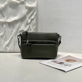 A New Multi-Layer Soft Genuine Leather Women'S Bag with Large Capacity, Featuring a Small Square Design, Suitable for Shoulder And Crossbody Wear, Designed with Multiple Zippers, Perfect for a Luxurious And Versatile Commuting Experience