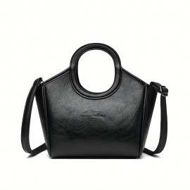 Burgundy/Black/Olive Green/Coffee Brown/Light Brown/Ivory Vintage Women's Shoulder Bag - Stylish Casual Shopping Handbag with Detachable Strap, Zip Closure, and Nylon Lining, Travel Shoulder Purse | Minimalistic Branding | Oiled Edge Construction, Novelty Purse