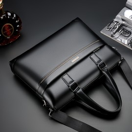 [Stylish Business Briefcase] Stylish Men's Sleek Minimalist Briefcase | Adjustable Strap & Ergonomic Handle, Black Business Laptop Bag for Daily Commute, Office & Professional Use - Professional Laptop Bag, Computer Bag
